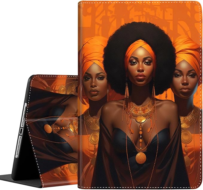 Case for iPad Pro 11 Inch 2022/2021/2020 (4th/3rd/2nd Gen) for iPad Air 5th / 4th Generation 10.9 Inch (2022/2020) Durable Shockproof Protective Cover，Black Woman Queen Afro Design