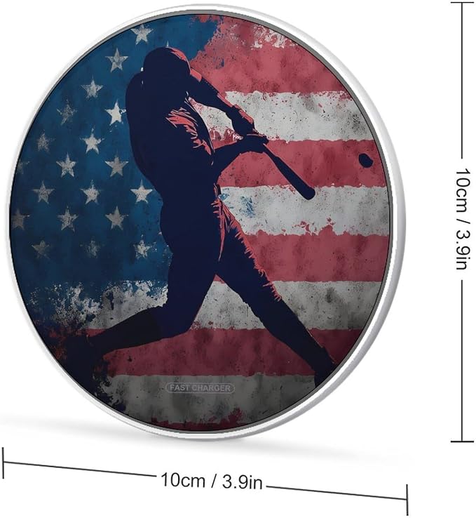 Vintage USA Flag Baseball Sports Wireless Charger SlimWireless Charging Pad Anti-Slip Charger Mat for Men Women