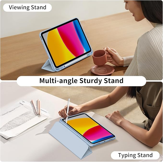 Case for iPad 11th Generation A16 Chip (2025) iPad 10th Generation Case 10.9-inch (2022) Trifold Stable Stand Protective Soft TPU Back Cover with Pencil Holder Black