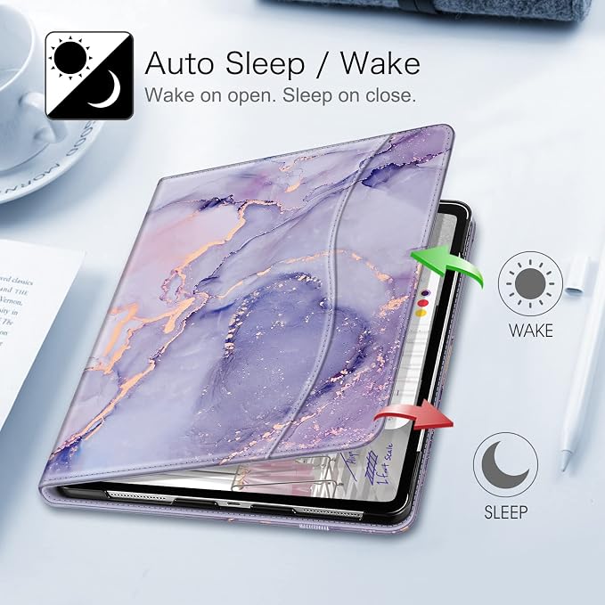 Fintie Multi-Angle Folio Case for iPad Pro 12.9 6th/5th/4th/3rd Generation | Multiple Viewing Angles Pencil Holder &amp Storage Pocket Drop Protection Pencil Charging Auto Sleep/Wake Blooming Hi