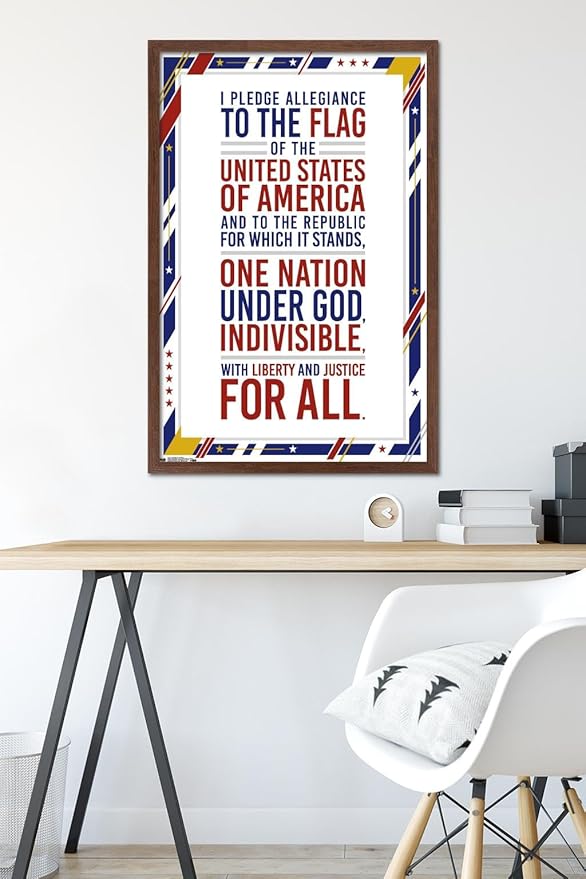 Trends International The United States Of America - Pledge Of Allegiance Wall Poster, 22.375" x 34", Mahogany Framed Version