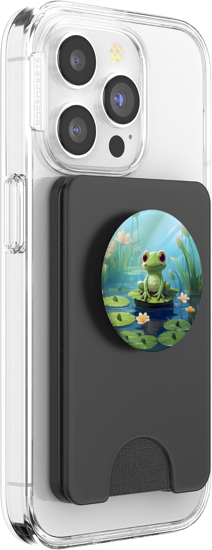 Happy Green Frog on Lily Pad PopSockets Adhesive PopGrip