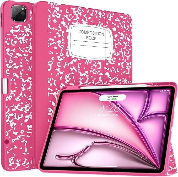 Soke Case for iPad Air 13 Inch (M4/M3/M22026-2024) iPad Pro 12.9 6th/5th Generation with Pencil Holder(2021 2022 Release)-[Apple Pencil Charging + Auto Wake/Sleep] Soft Back Cover Book Black
