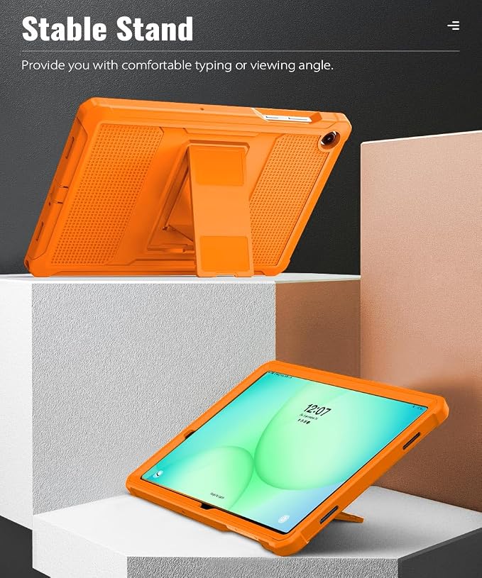 MoKo Shockproof Case Fit Samsung Galaxy Tab A11+ Plus/ A9+ 11 Inch | Full Body Rugged Stand Back Cover with Built-in Screen Protector for Galaxy Tab A11+/ A9+ Tablet Light Gray