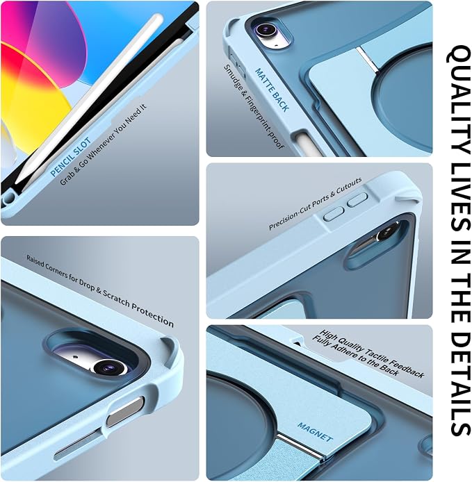 Case for iPad Air 11-inch (M4 2026/ M3 2025/ M2 2024) &amp 10.9-inch (5th/ 4th Gen) 2022/2020Dual Metal Foldable Stand Any Angle Support with Pencil Holder (Black)