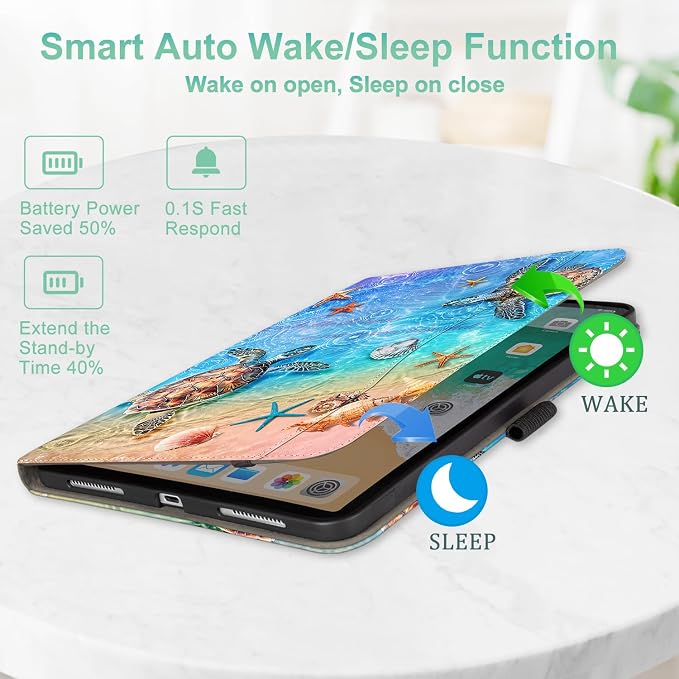 Lokigo Case for iPad (A16) 11th/10th Generation Aurora Forest | for iPad 11th-11 Inch/10th-10.9 Inch Stand Cover Pencil Holder/Hand Strap/Pocket Support Touch ID Auto Wake/Sleep
