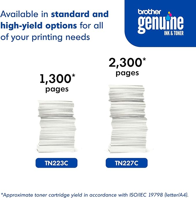 Brother Genuine TN223C, Standard Yield Toner Cartridge, Replacement Cyan Toner, Page Yield Up to 1,300 Pages, TN223, Amazon Dash Replenishment Cartridge
