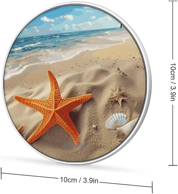 Sea Beach Starfish Wireless Charger 10W Portable Fast Wireless Charging Pad Compatible with Phone Slim Charging Station Lightweight Charger Mat Charging Block for Travel Home Office