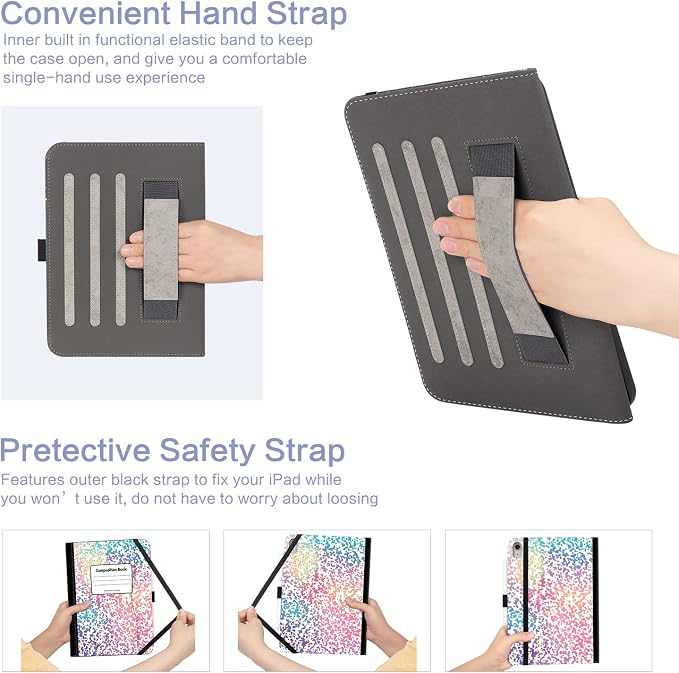Lokigo Case for iPad (A16) 11th/10th Generation Aurora Forest | for iPad 11th-11 Inch/10th-10.9 Inch Stand Cover Pencil Holder/Hand Strap/Pocket Support Touch ID Auto Wake/Sleep