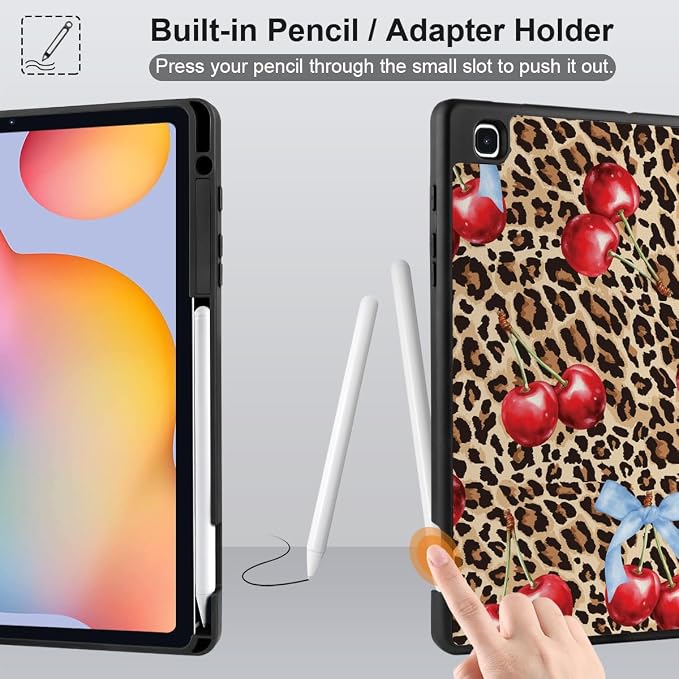 DONGKE Case for Samsung Galaxy Tab S6 Lite 10.4 Inch 2024/2022/2020 Trifold Stand + S Pen Holder + Auto Wake/Sleep + Soft TPU Protective Stand Back Cover Bear