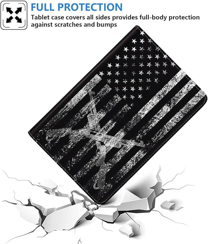 Case for Samsung Galaxy Tab S10 Lite 10.9/ S10 FE 10.9/ S9 FE 10.9/ S9 11 Slim PU Leather Stand Folio Cover with Auto Sleep Wake American Flag