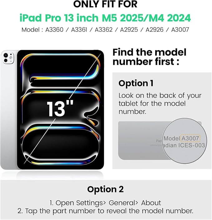 Junfire Protective Case for iPad Pro 11-inch M5/M4-Black | Hand Strap 360°Rotating Kickstand Carrying Shoulder Belt， Pencil Holder Shockproof Rugged
