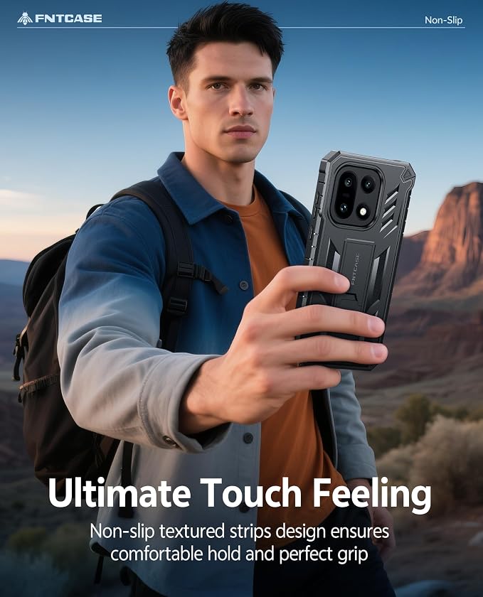 FNTCASE for 11 Pro XL Case Rugged Kickstand 2 Front Frames Black | Built-in Screen Protector 20FT Military-Grade Drop Protection Rugged Heavy Duty Shockproof Full Body Protective Cover