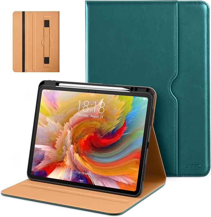 DTTO for iPad Pro 13 Inch Case (M5) 2025 / (M4) 2024 Brown | Premium Leather Business Cover with Pencil Holder Hand Strap &amp Pocket Corner Protection Auto Sleep/Wake Multiple Angles