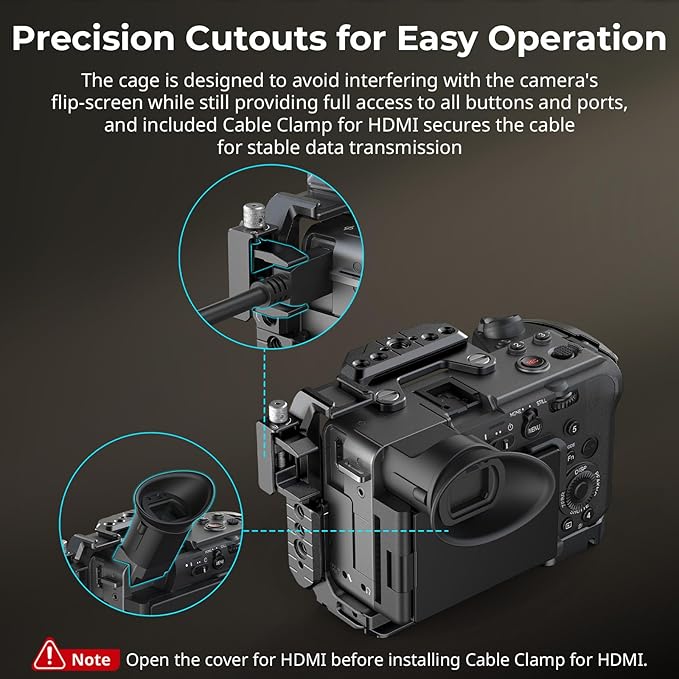 SmallRig Camera Cage for Sony FX2, HawkLock Quick Release FX2 Cage with Top Plate, Cable Clamp for HDMI, Multiple Mounting Points, Camera Rig Compatible with Original XLR Top Handles - 5587