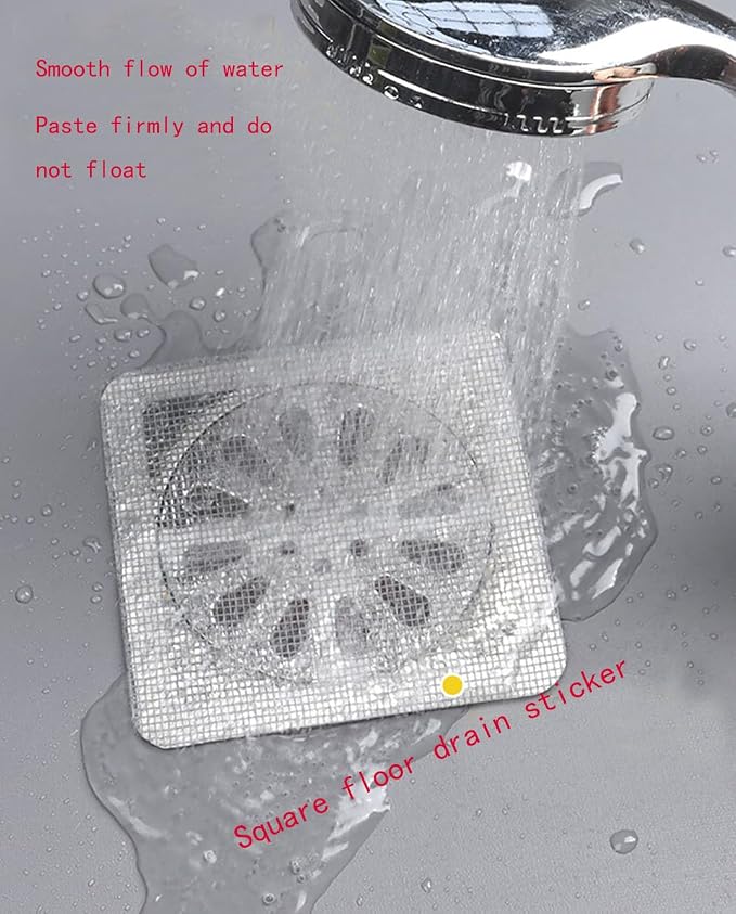 Disposable Floor Drain Sticker, Hair Drain Catcher, Shower Drain Square Mesh