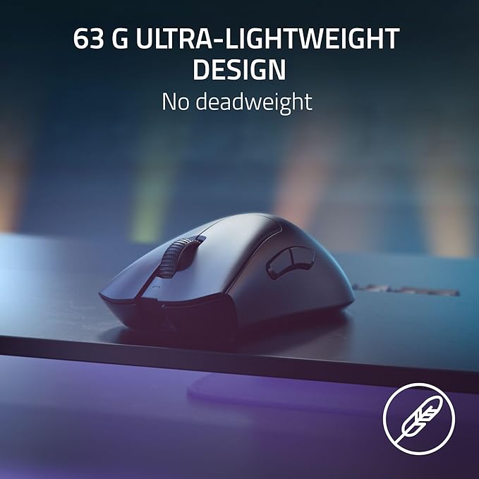 Razer DeathAdder V3 Pro Wireless Gaming Mouse + Hyperpolling Wireless Dongle: 63g Ultra Lightweight - Focus Pro 30K Optical Sensor - Optical Switches Gen-3-5 Programmable Buttons - Black