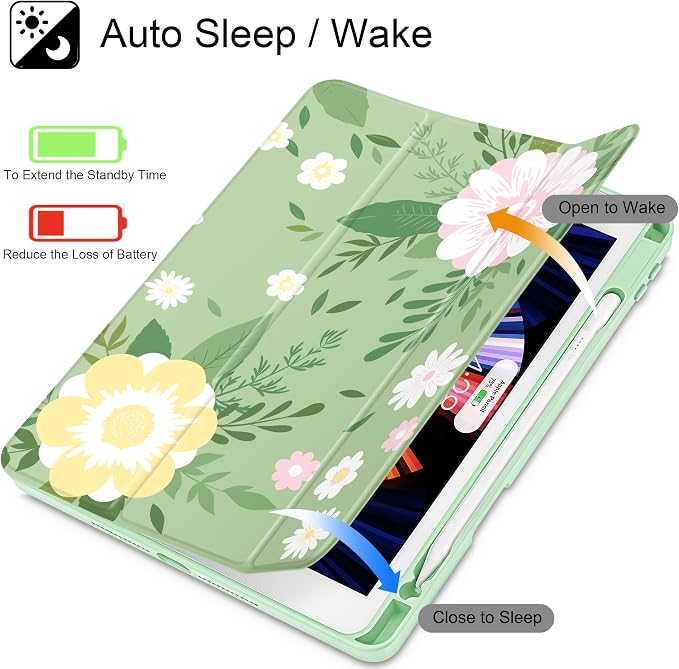 Tuiklol for iPad 10.2 inch 9th / 8th / 7th Gen 2021 2020 2019 Release Case | Built in Pencil Holder - TPU Protection Trifold Stand Stand Clear Back Tablet Cover With Auto Wake/Sleep Blue berries