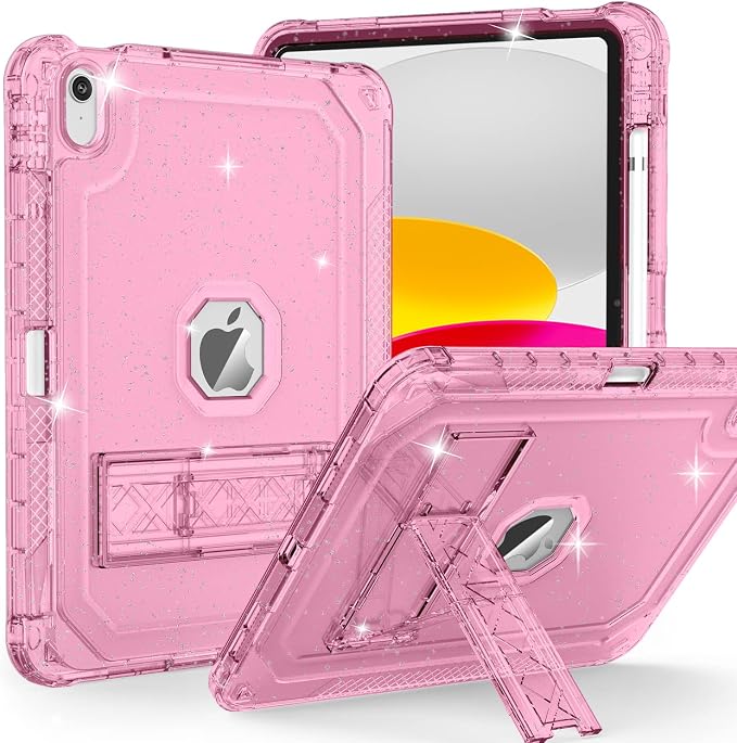 ZoneFoker Case for iPad 11-inch (A16) 2025 / iPad 10th Gen 10.9 inch 2022 Heavy Duty Shockproof Rugged Protective with Pencil Holder 11th / 10th Translucent Cover with Kickstand