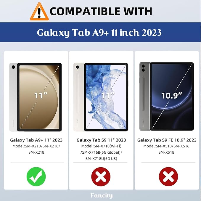 Fancity Case Fits Samsung Galaxy Tab A9/A11 Plus 11” 2025/2023 X210/X216 | Premium PU Leather Cover with Multi-Angles Pencil Holder Smart Wake Sleep for Galaxy Tab A9 A11 Plus X218 Beach