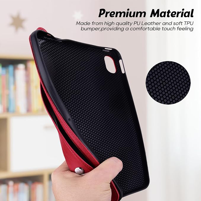 Slim Case for Apple iPad 10th Generation 10.9 Inch 2022 PU Leather Lightweight Hand Strap Stand Feature Drop Protection Back Cover for iPad 10th Gen 10.9 Black