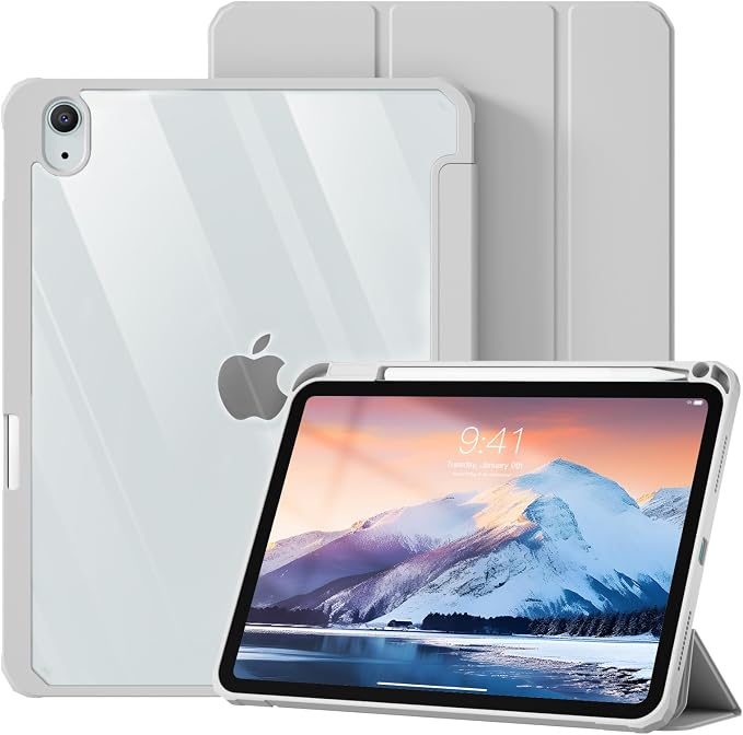 Clear Case for iPad Air 11 Inch M4 2026/M3 2025/M2 2024 Black | for iPad Air 5th/4th Generation 10.9 Inch 2022/2020 Clear Hard Back Tablet Cover with Pencil Holder Slim Auto Wake/Sleep
