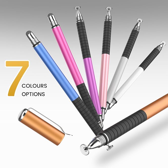 MEKO Stylus Pen for Touchscreen 2-in-1 Universal Stylus 6Pcs | MEKO 1st Gen Stylus Fiber &amp Disc Tips High Precision Work for iPad iPhone Android Tablets All Touch Screens-Black