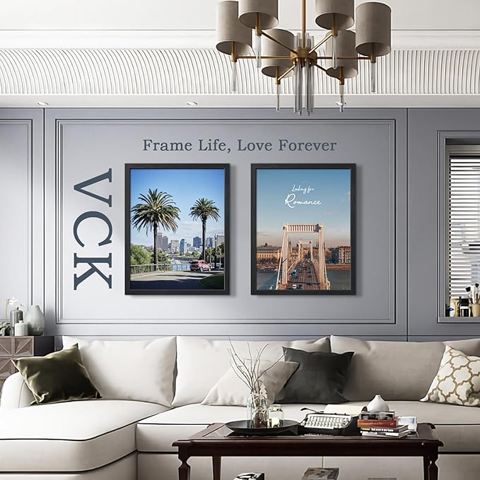 VCK 22x28 Poster Frame - Black, Textured Exclusive Solid Wood Picture Frames - Wall Hanging