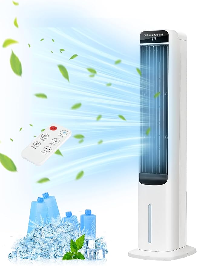 KEGIAN Portable Air Conditioners, 35" Cooling Fans that Blow Cold Air, Evaporative Air Cooler