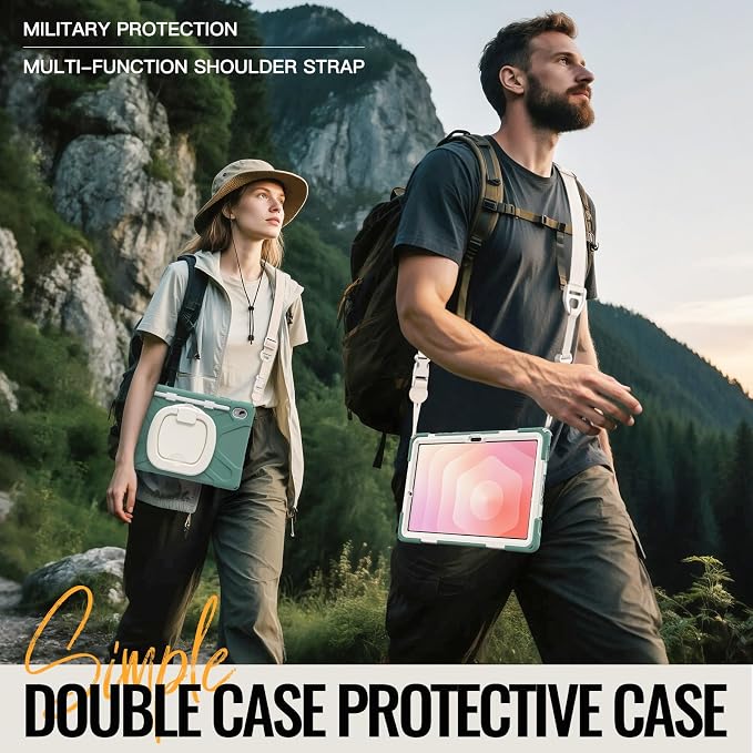 Batianda Heavy Duty Case for Samsung Galaxy Tab S11 2025 11 Inch with 360° Rotating Ring Stand &amp Shoulder Strap Built-in S Pen Holder Shockproof Rugged Multi-Layer Protective Cover Black
