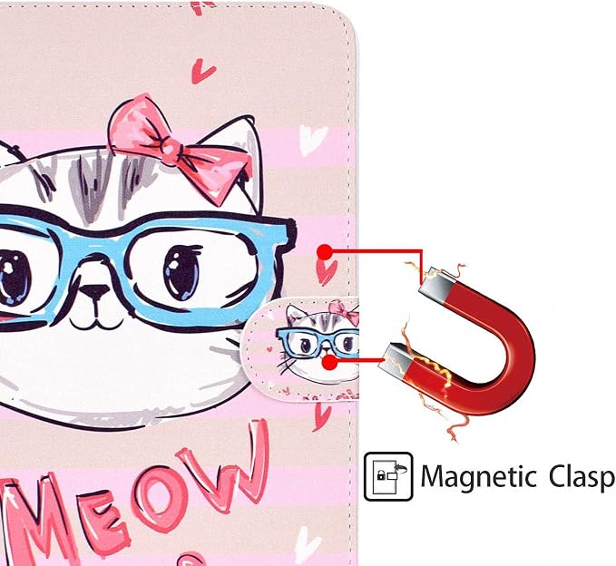 Universal 7 Inch Tablet Case Techcircle Ultra Slim Lightweight PU Leather Stand Folio Flip Wallet Protective Shell Case [Card Slots] [Magnetic Closure] for All 7 Android Tablet PC Cherry Blossom