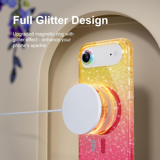 Choiche for iPhone 15 Pro Max Case Compatible with MagSafe Glitter Black | Women Girly Cute Glitter Sparkly Magnetic Phone Case with Diamond Camera Lens Protectors Military-Grade Drop Protection 6.7