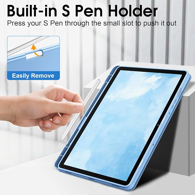 Fintie Case for Samsung Galaxy Tab S10 Lite/S10 FE/S9 FE 10.9''/S9 11Blue | Multiple Angle Stand Slim Shield Soft TPU Back Shell Cover S Pen Holder Auto Wake/Sleep