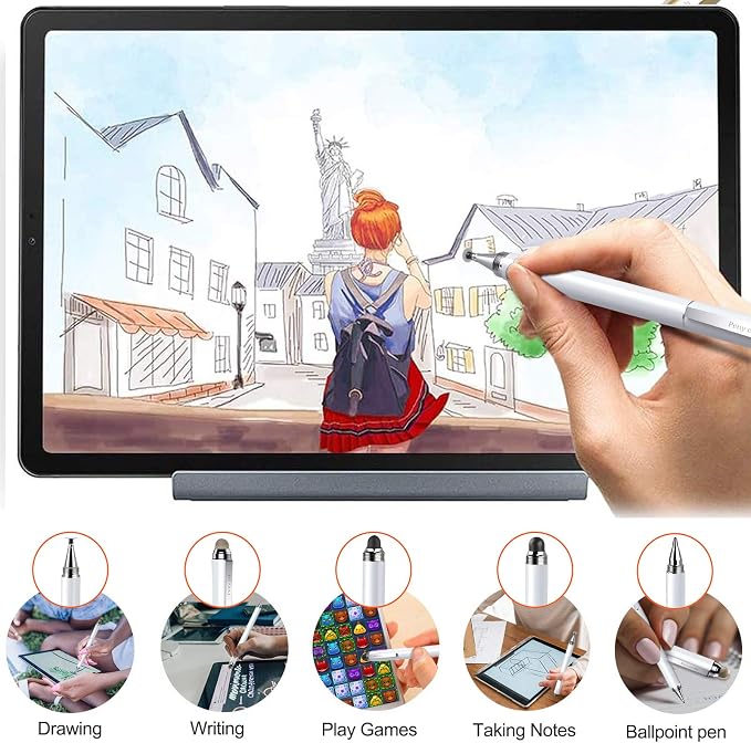 Penyeah Stylus 4-in-1 Stylus Pen for Touch Screen High Precision and Sensitivity DiscMesh2 Sized Rubber Tips Universal for iPhone/iPad/Android/Samsung/HP Tablets All Capacitive Touch Screens-Blue