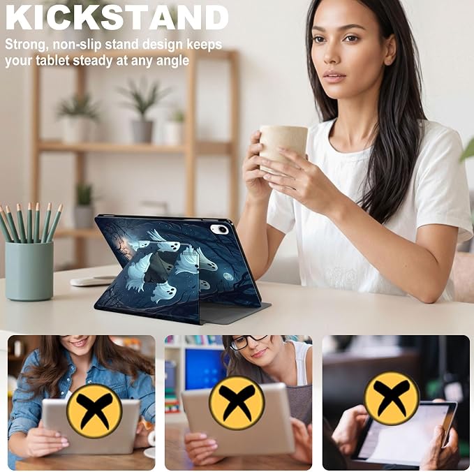 for iPad 11th Generation (A16 2025) 11 / iPad 10th Gen 10.9 2022 Case 360° Rotating PU Leather Stand Cover with Auto Sleep/Wake Shockproof TPU Backl Raccoon Perched