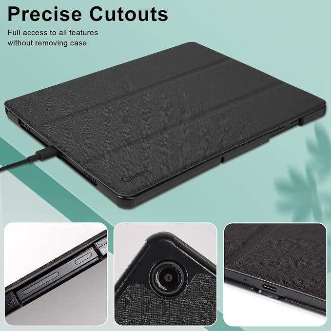 Caweet Case for Samsung Galaxy Tab A9+ / A9 Plus 11 Inch 2023 Ultra Slim Lightweight Hard Back Shell Tri-Fold Stand Cover with Atuo Sleep/Wake Almond Blossom
