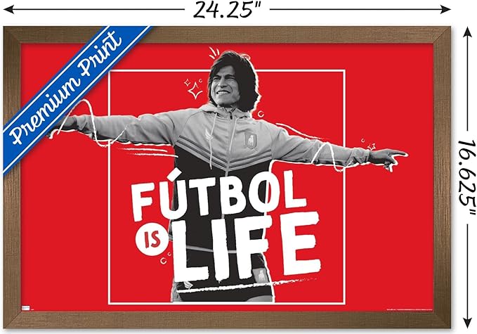 Ted Lasso - Futbol is Life Wall Poster, 22.4L" x 14.7W", Bronze Framed Version