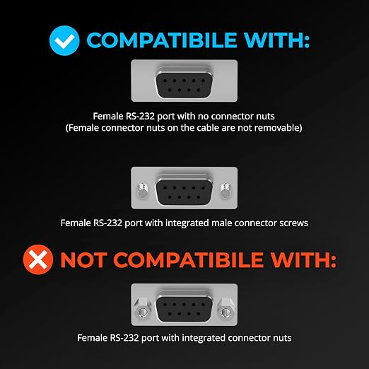 SABRENT USB 2.0 to Serial DB9 RS232 Converter Cable 10ft (CB-9PTF) | Prolific chipset hexnuts 9-pin Windows 10-XP macOS 10.6+ 10 feet