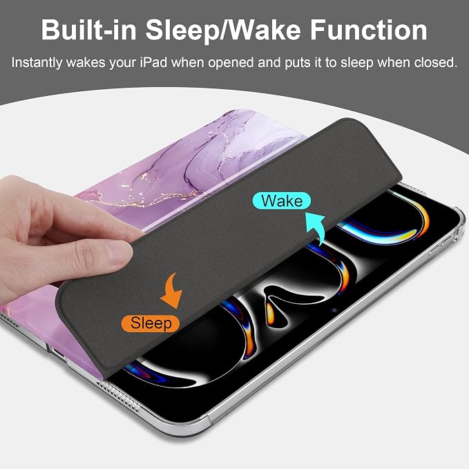 MecBevia Case for iPad (A16) 11th Generation 11 Inch (2025) iPad 10th Generation 10.9 Inch (2022) Hard PC Back Cover Auto Wake/Sleep Pastel Waves