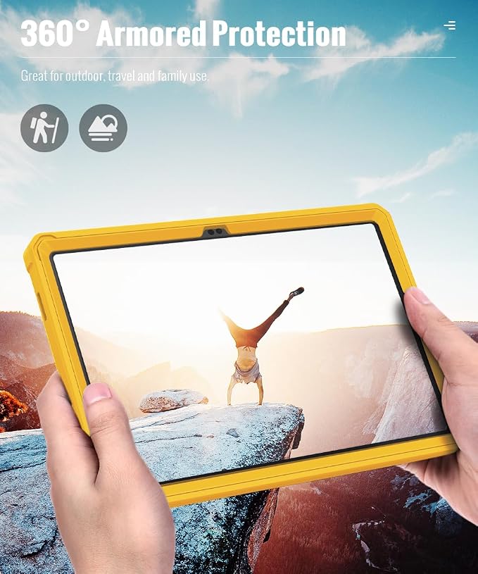 MoKo Shockproof Case Fit Samsung Galaxy Tab A11+ Plus/ A9+ 11 Inch | Full Body Rugged Stand Back Cover with Built-in Screen Protector for Galaxy Tab A11+/ A9+ Tablet Light Gray