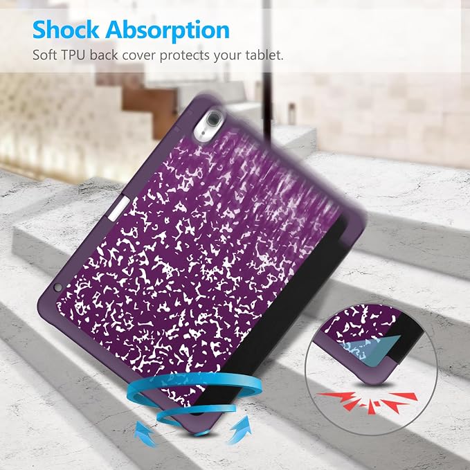 Fintie Slim Case for iPad Air 11-inch &amp iPad Air 5th/4th Generation 10.9 in | Tri-Fold Stand Flexible Soft TPU Back Cover Shockproof Protection Pencil Holder Scratch-Resistant Composition Lil