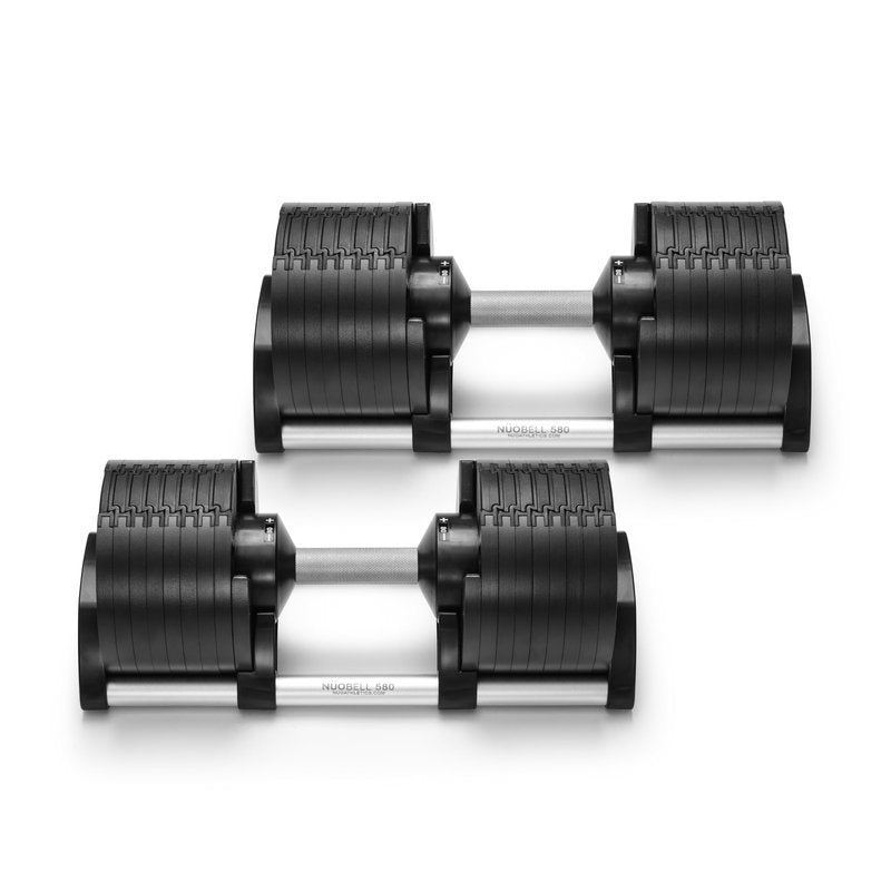 NÜOBELL® Adjustable Dumbbell Set for Home, 5-80 LB, Twist Lock 2024-25 Model, Classic Silver, 2 x 80 lb ea Dumbbell (Pair)