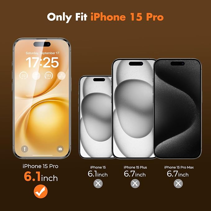 UNBREAKcable 3-Pack Screen Protector for iPhone 15 Double Shatterproof Tempered Glass [Easy Installation Frame] [99.99% HD Clear] [9H Hardness] [Full Coverage] [Case Friendly] for Apple 15 6.1 inch