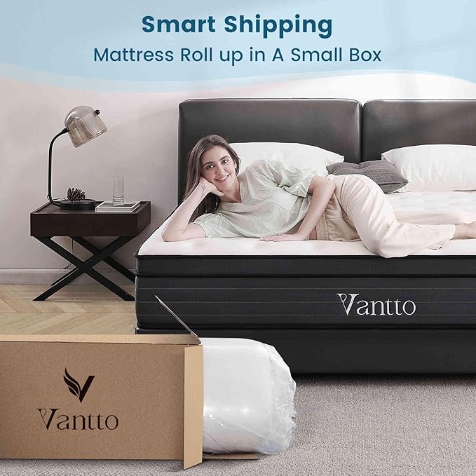 Queen Size Mattress, 12 Inch Individual Pocket Springs Hybrid Memory Foam Mattress in a Box for Pressure Relief, Motion Isolation, CertiPUR-US