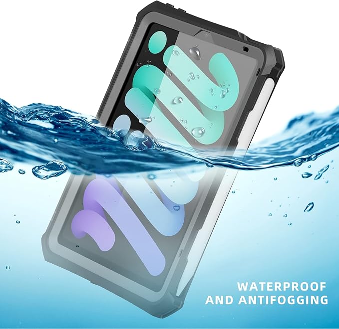 10.2 Waterproof Case Compatible with iPad 9th 8th 7th Generation 2021/2020/2019 Built-in Screen Protector with Strap Stand Pencil Holder Full Body Heavy Duty Protective Shockproof