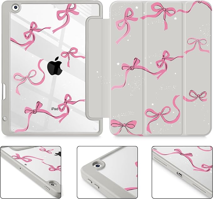 May Chen for iPad 9th Generation with Pencil Holder iPad 8th/7th Gen Case 10.2-inch [Penceil Holder] Trifold Stand Auto Wake/Sleep Clear TPU Protection Back Cover Ballet Shoes