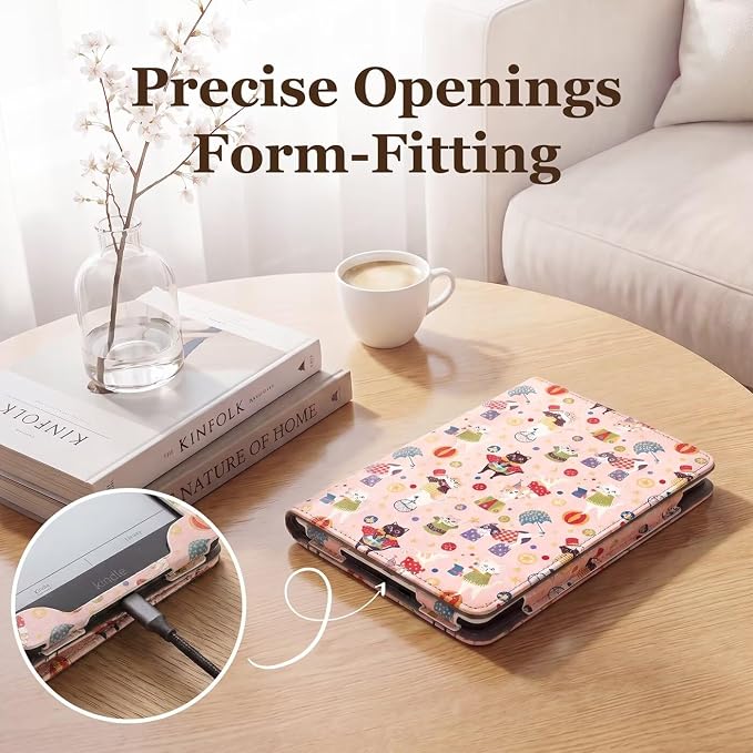 Fancity Case for Kindle Paperwhite 7/6.8 12th/11th Generation 2025 2024 | PU Leather Case with Auto Wake/Sleep Hand Strap for Kindle Paperwhite/Colorsoft Signature Edition 2021 Monet's Garden