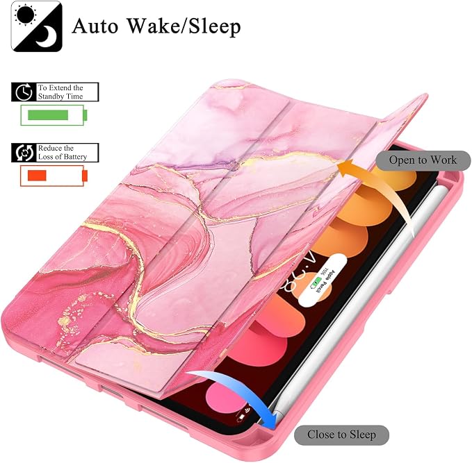 Soke Case for iPad mini (A17 Pro) 7th/ 6th Generation (Book Wine) | Built-in Apple Pencil Slot fit iPad Mini 2024 and 2021 8.3 inch Auto Sleep/Wake