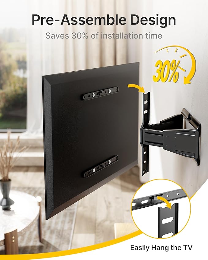 monTEK 0.77" Ultra Slim TV Wall Mount for 37-75 Inch TVs, Thin Low Profile Full Motion TV Wall Mount with Articulating Dual Arms, 4X Weight Tested, Max VESA 400x400mm, Fits 16/18" Studs