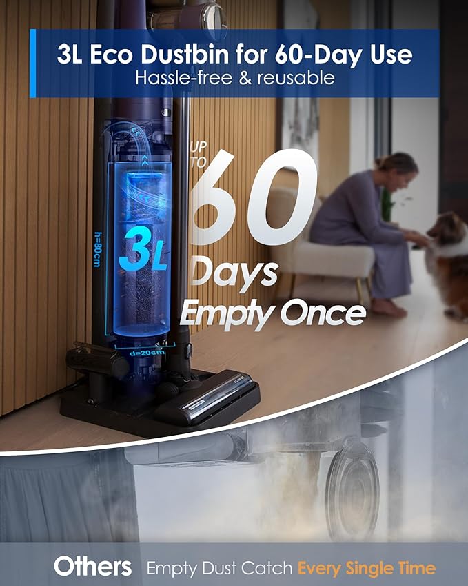 Tineco Cordless Vacuum Cleaner, Lightweight Stick Vacuum with Powerful Suction, ZeroTangle Brush with 3L Auto Dust Base for Hard Floor, Carpet & Pet Hair Pure ONE Station Furfree